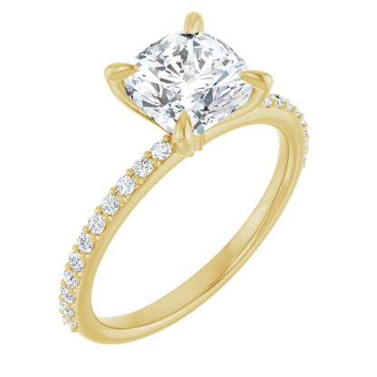 Cushion Accented Engagement Ring