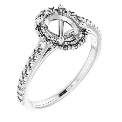 Oval French-Set Halo-Style Engagement Ring