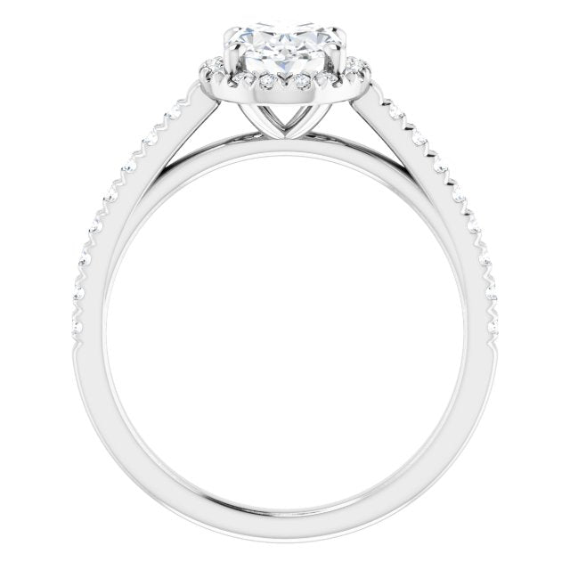 Oval French-Set Halo-Style Engagement Ring