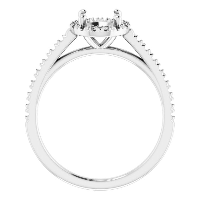 Oval French-Set Halo-Style Engagement Ring