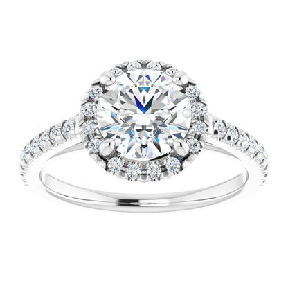 Round Brilliant French-Set Halo-Style Engagement Ring