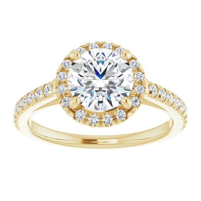 Round Brilliant French-Set Halo-Style Engagement Ring