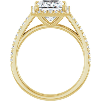 Princess French-Set Halo-Style Engagement Ring