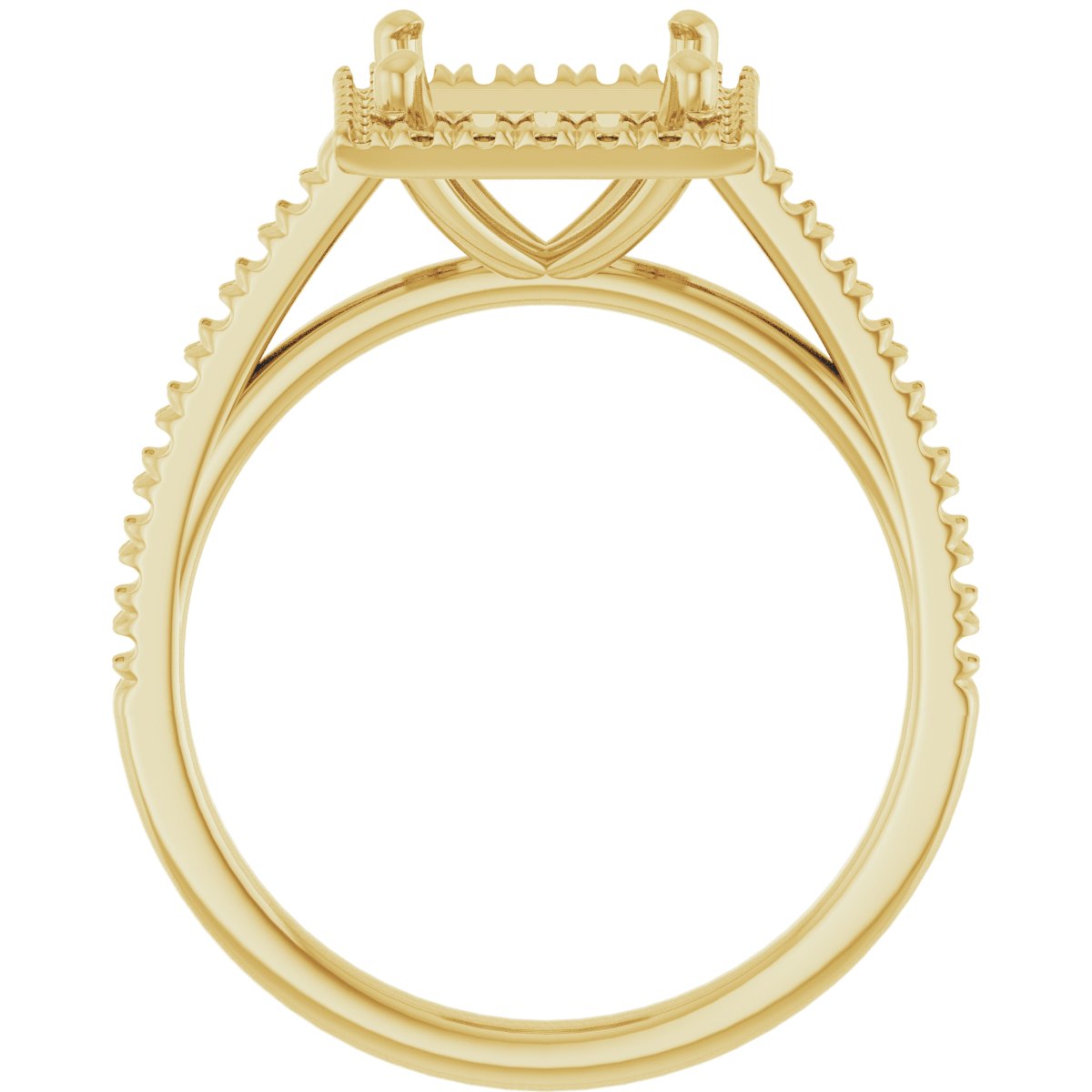 Princess French-Set Halo-Style Engagement Ring