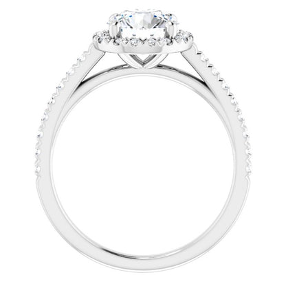 Round Brilliant French-Set Halo-Style Engagement Ring