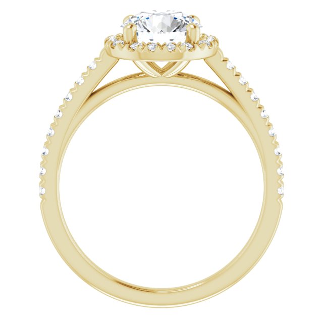 Round Brilliant French-Set Halo-Style Engagement Ring