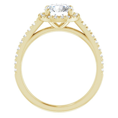 Round Brilliant French-Set Halo-Style Engagement Ring