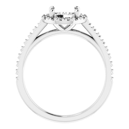 Round Brilliant French-Set Halo-Style Engagement Ring