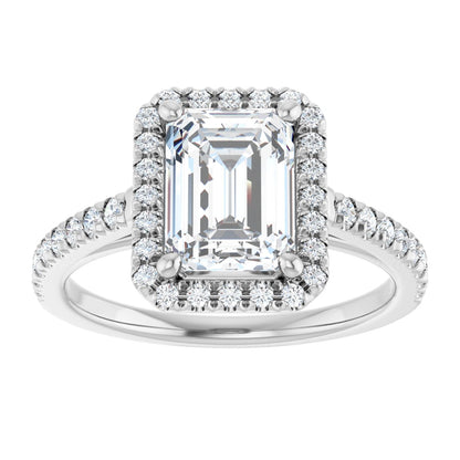 Radiant / Emerald French-Set Halo-Style Engagement Ring