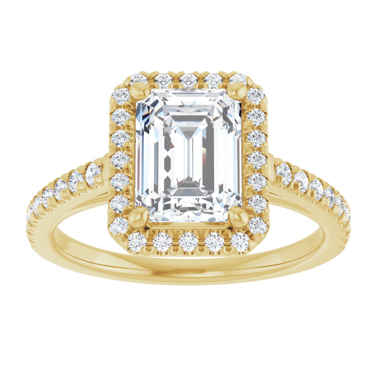 Radiant / Emerald French-Set Halo-Style Engagement Ring