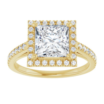 Princess French-Set Halo-Style Engagement Ring