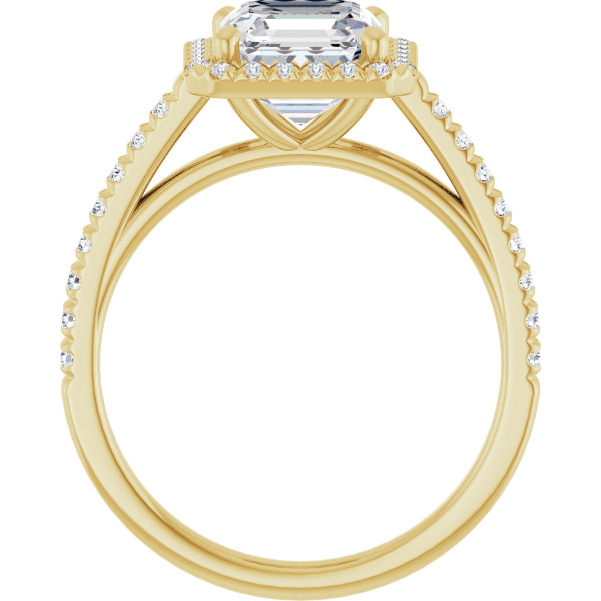 Asscher French-Set Halo-Style Engagement Ring