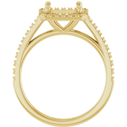 Asscher French-Set Halo-Style Engagement Ring