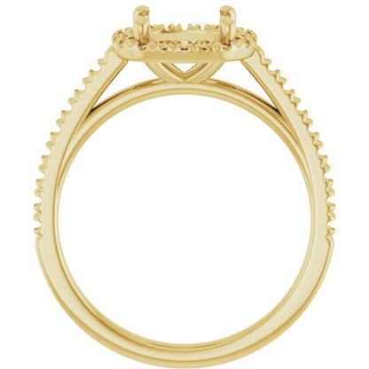 Cushion French-Set Halo-Style Engagement Ring