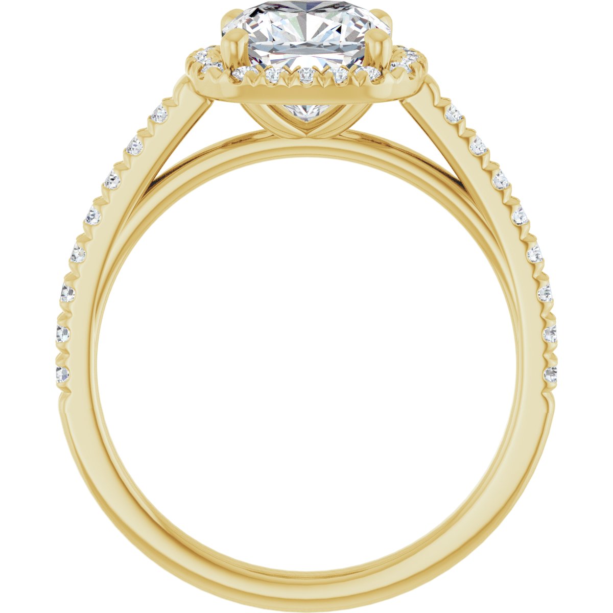 Cushion French-Set Halo-Style Engagement Ring