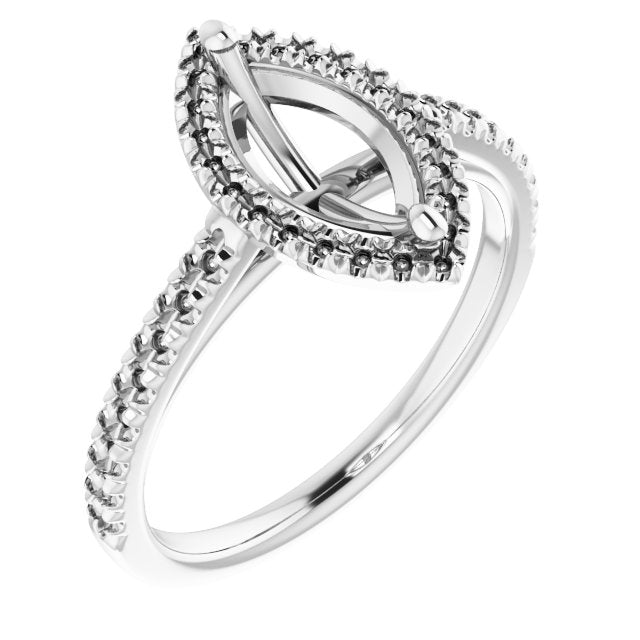 Marquise French-Set Halo-Style Engagement Ring