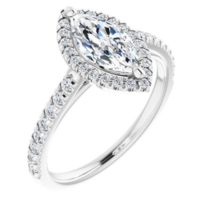 Marquise French-Set Halo-Style Engagement Ring