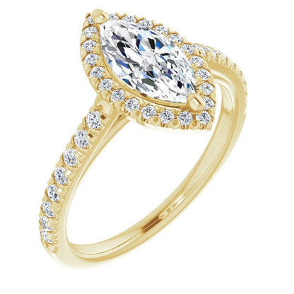 Marquise French-Set Halo-Style Engagement Ring