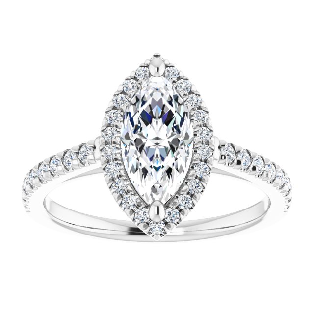 Marquise French-Set Halo-Style Engagement Ring