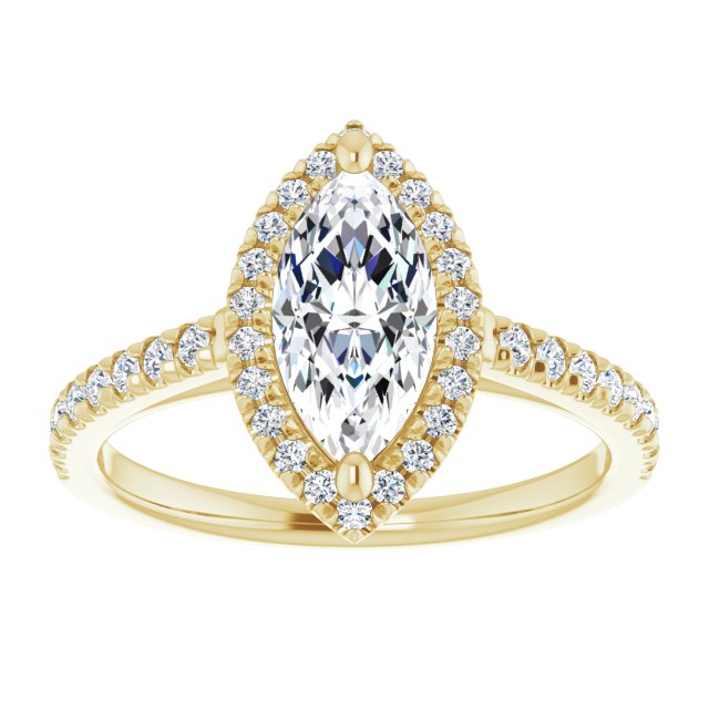 Marquise French-Set Halo-Style Engagement Ring