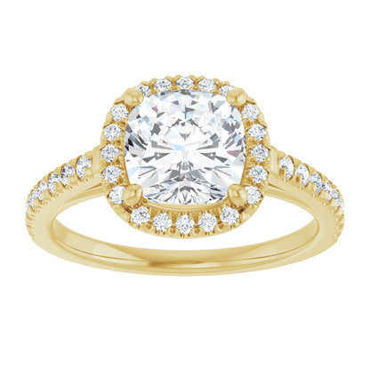 Cushion French-Set Halo-Style Engagement Ring