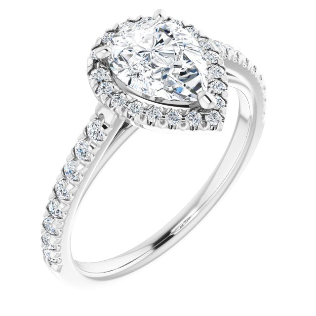 Pear French-Set Halo-Style Engagement Ring