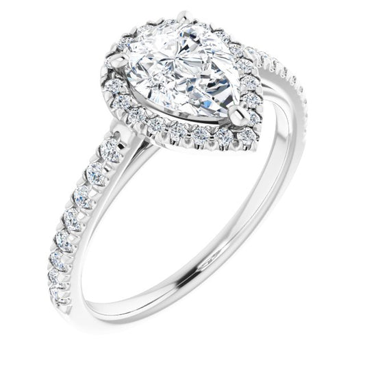 Pear French-Set Halo-Style Engagement Ring