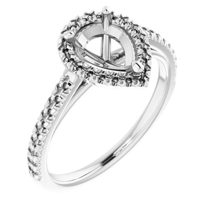 Pear French-Set Halo-Style Engagement Ring