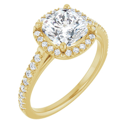 Cushion French-Set Halo-Style Engagement Ring