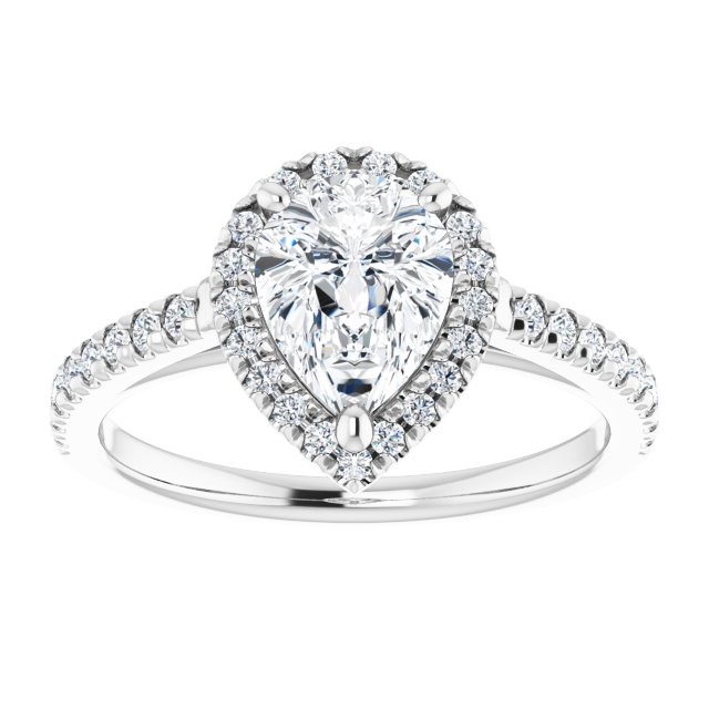 Pear French-Set Halo-Style Engagement Ring