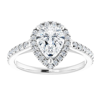 Pear French-Set Halo-Style Engagement Ring