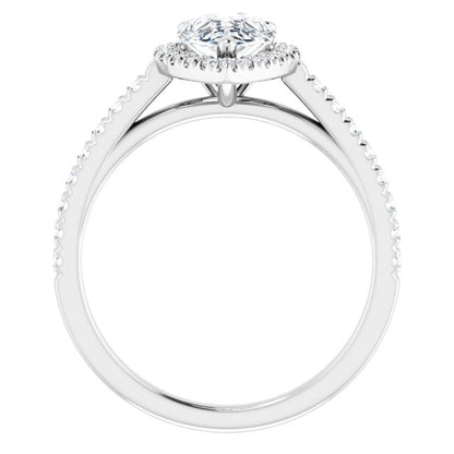 Pear French-Set Halo-Style Engagement Ring