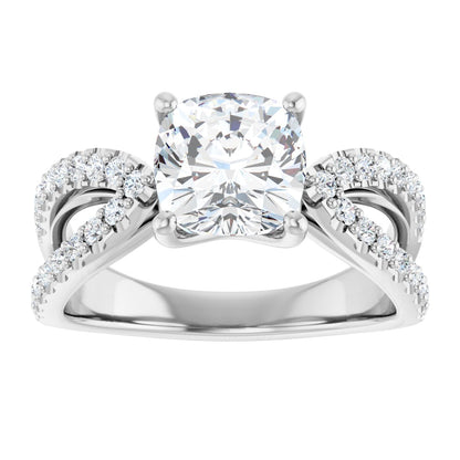 Cushion Accented Engagement Ring