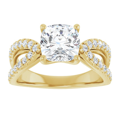 Cushion Accented Engagement Ring