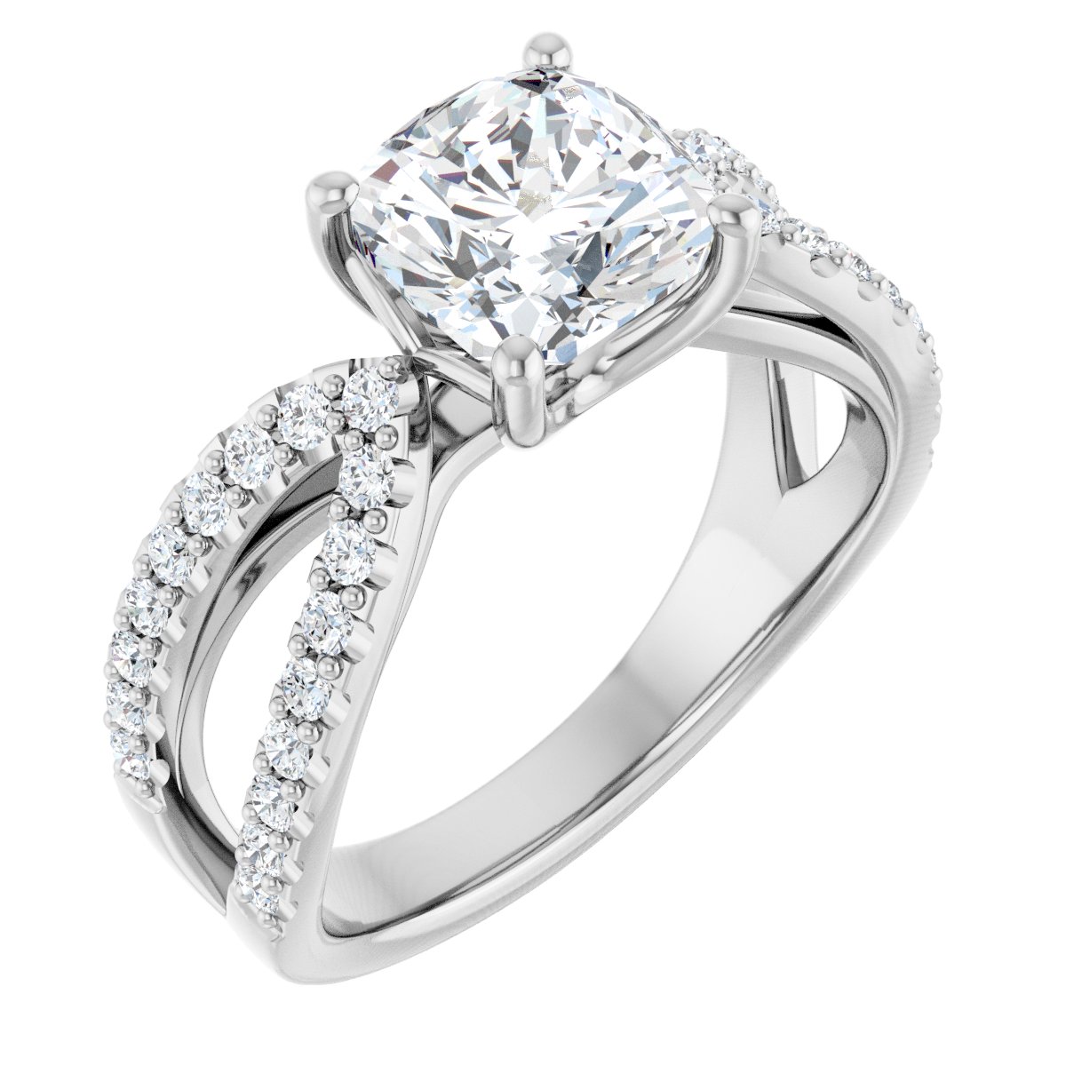 Cushion Accented Engagement Ring