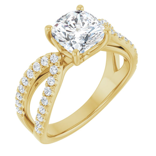 Cushion Accented Engagement Ring