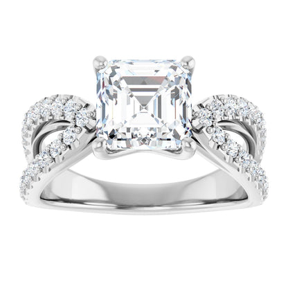 Asscher Accented Engagement Ring