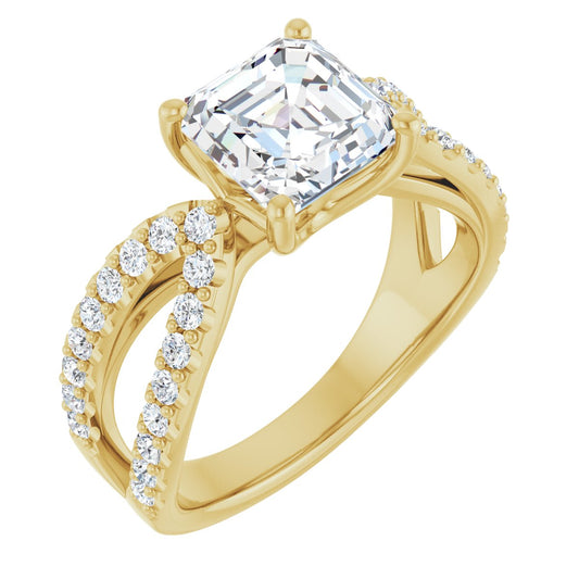 Asscher Accented Engagement Ring