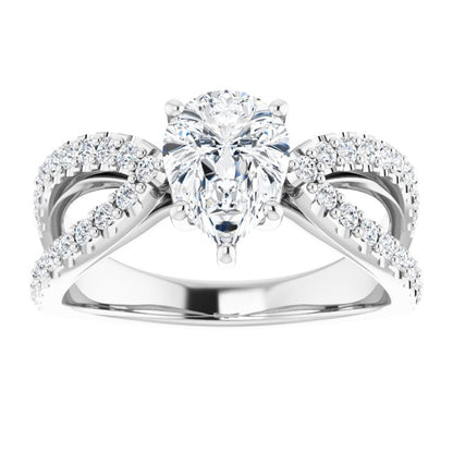 Pear Accented Engagement Ring