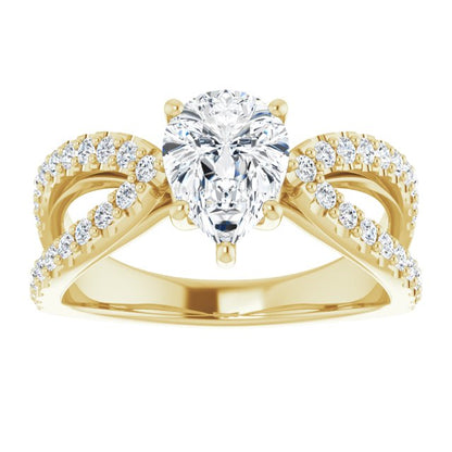 Pear Accented Engagement Ring