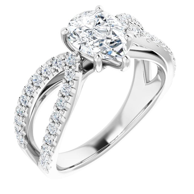 Pear Accented Engagement Ring