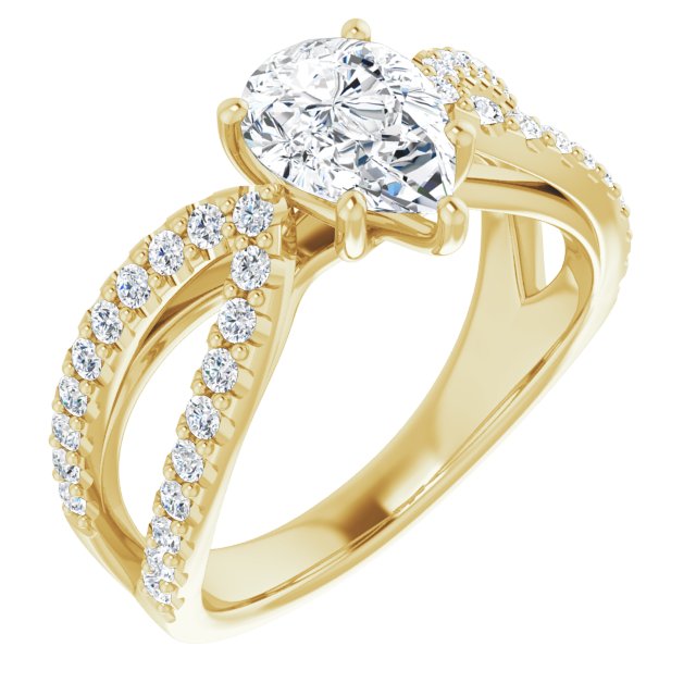 Pear Accented Engagement Ring