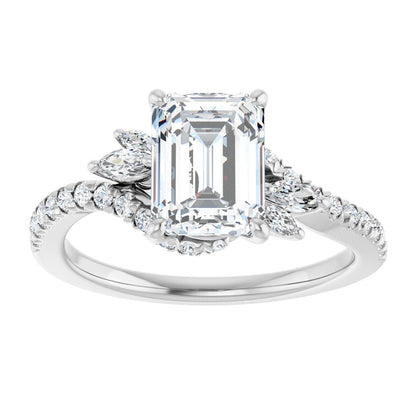 Radiant / Emerald Accented Engagement Ring