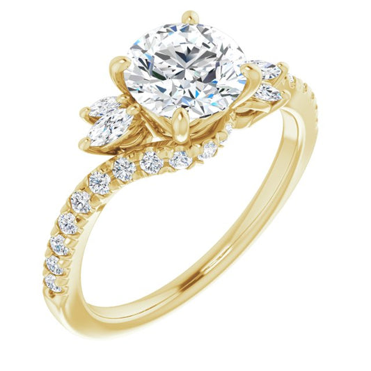 Round Brilliant Accented Engagement Ring