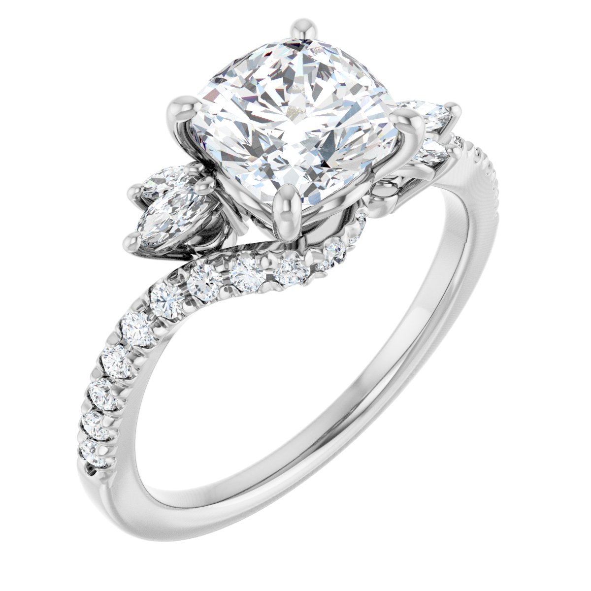 Cushion Accented Engagement Ring