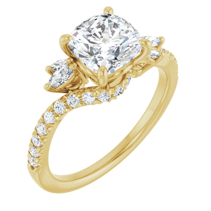 Cushion Accented Engagement Ring