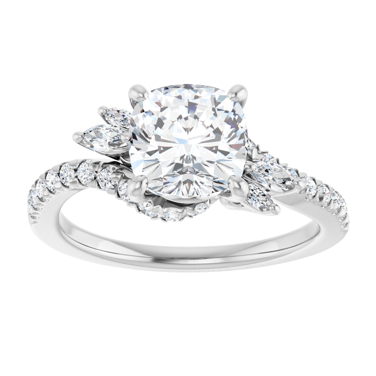 Cushion Accented Engagement Ring