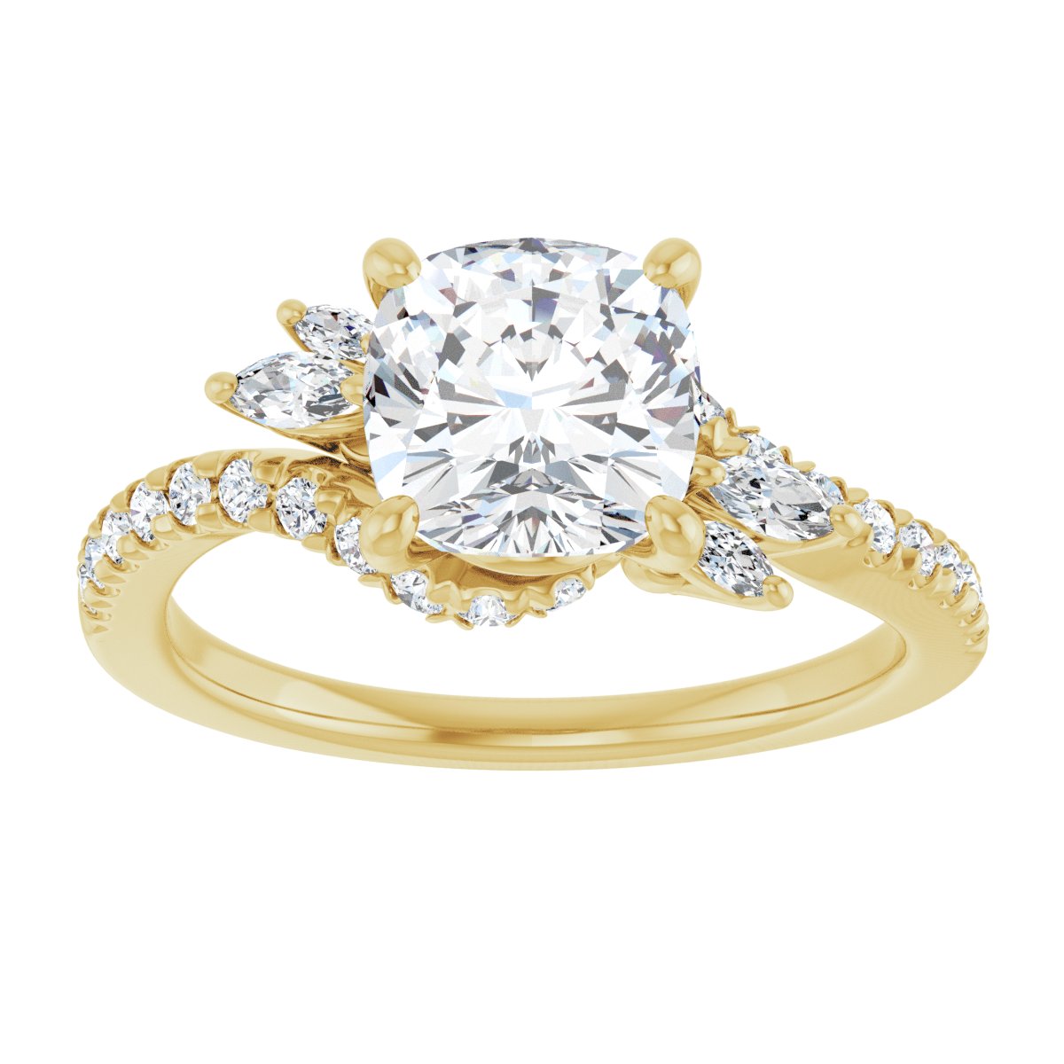 Cushion Accented Engagement Ring