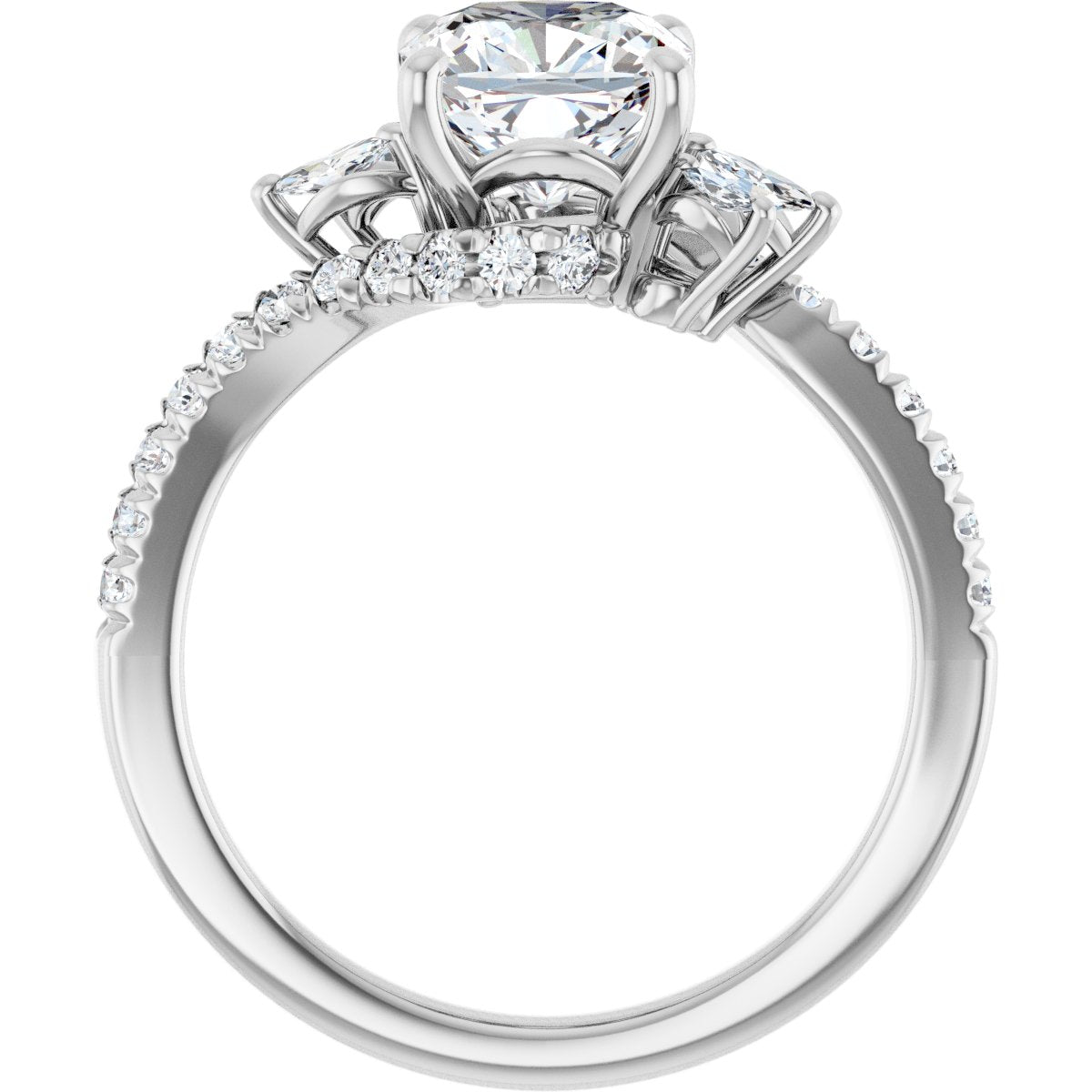 Cushion Accented Engagement Ring