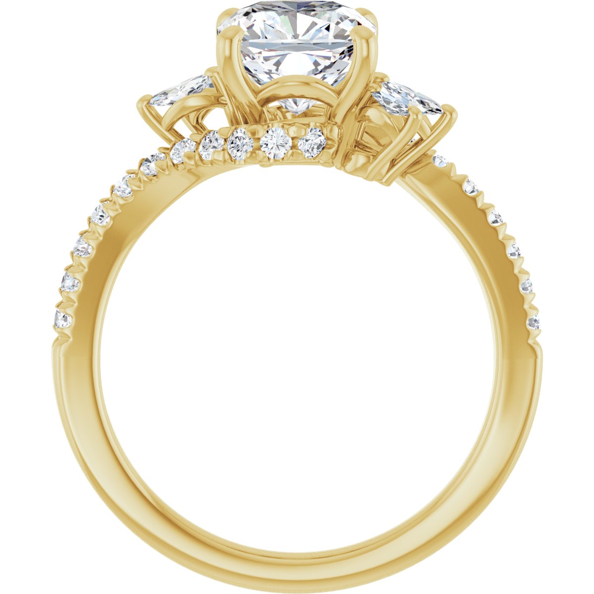 Cushion Accented Engagement Ring